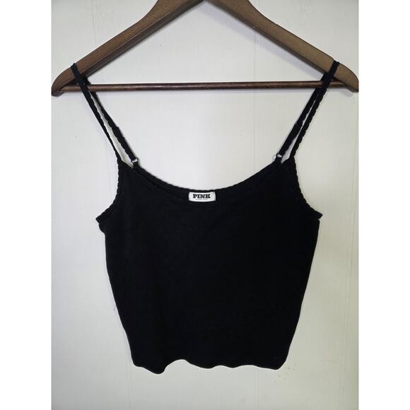 Victoria's Secret Pink Black Cropped Tank Top Size Large - Picture 1 of 6